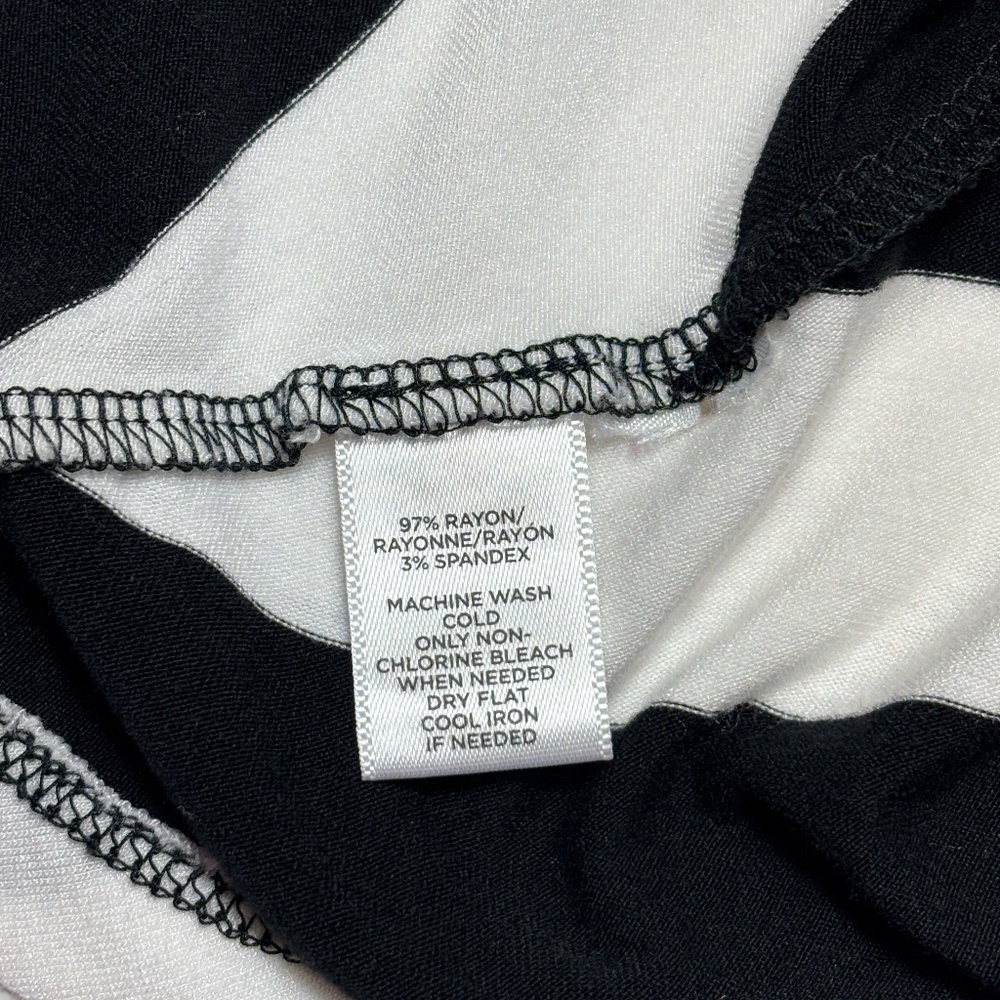 Ann Taylor Loft Black and White Striped Fit Flare Mini Dress - Size XS Petite - Picture 7 of 7